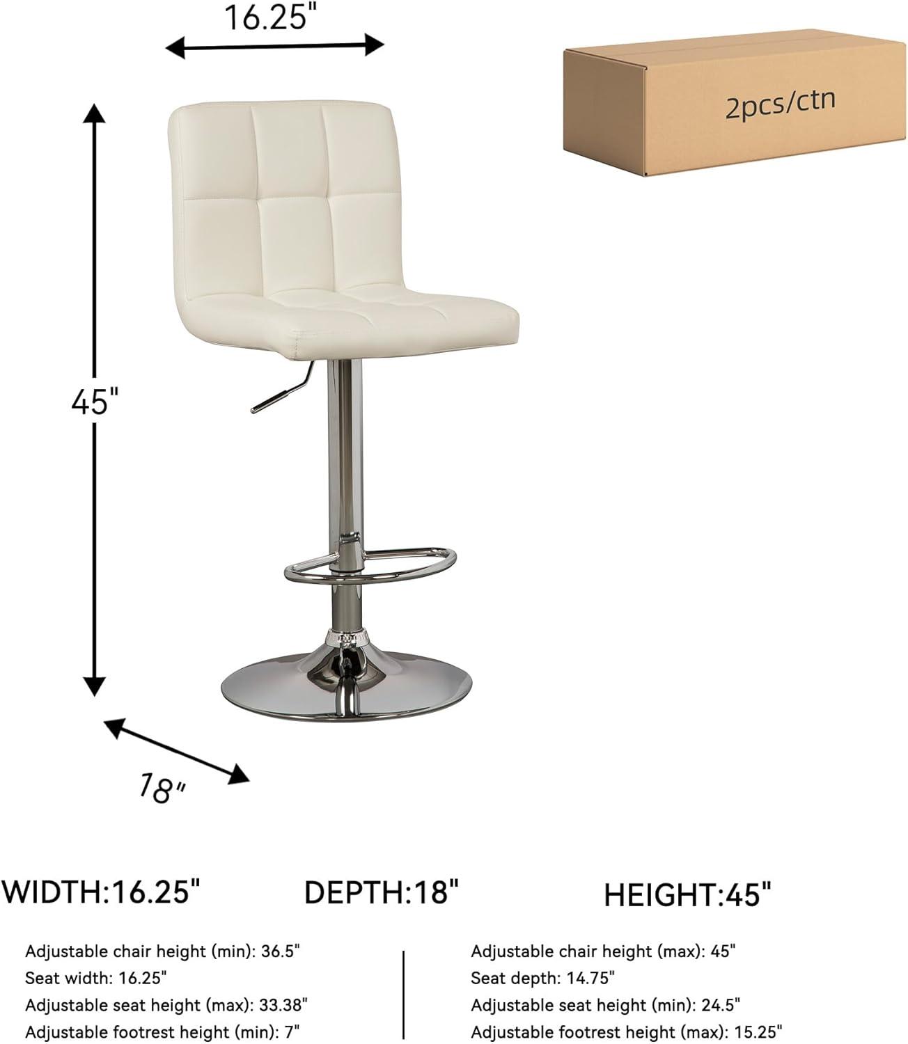 imageSignature Design by Ashley Bellatier Contemporary Adjustable Upholstered Swivel Barstool 2 Count WhiteWhite