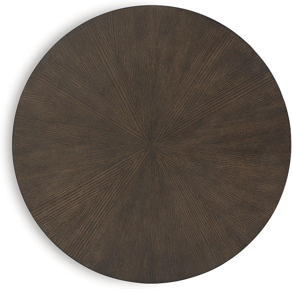 imageSignature Design by Ashley Brazburn Industrail Round End Table with Shelf Dark Brown amp MetallicDark Brown Metallic