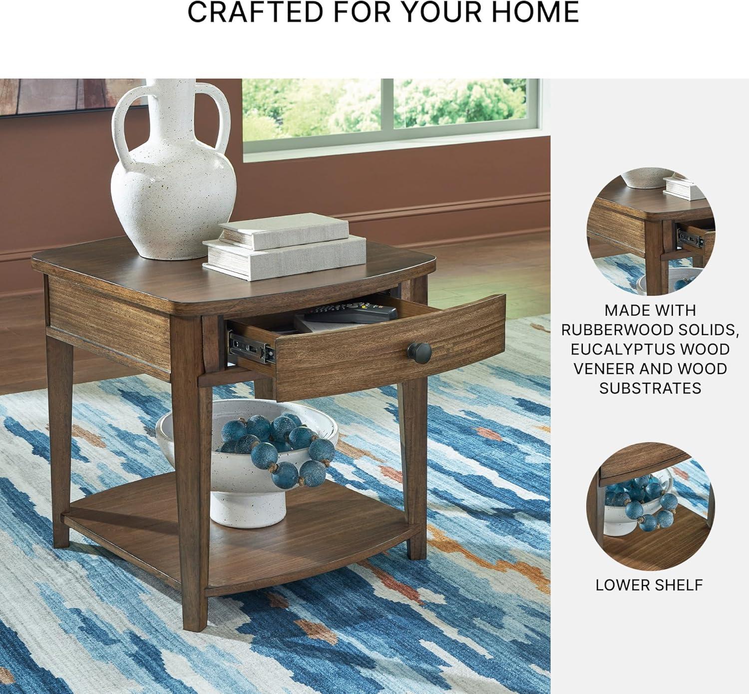 imageSignature Design by Ashley Burkbyer Transitional 1Drawer End Table with Open Shelf Light Brown