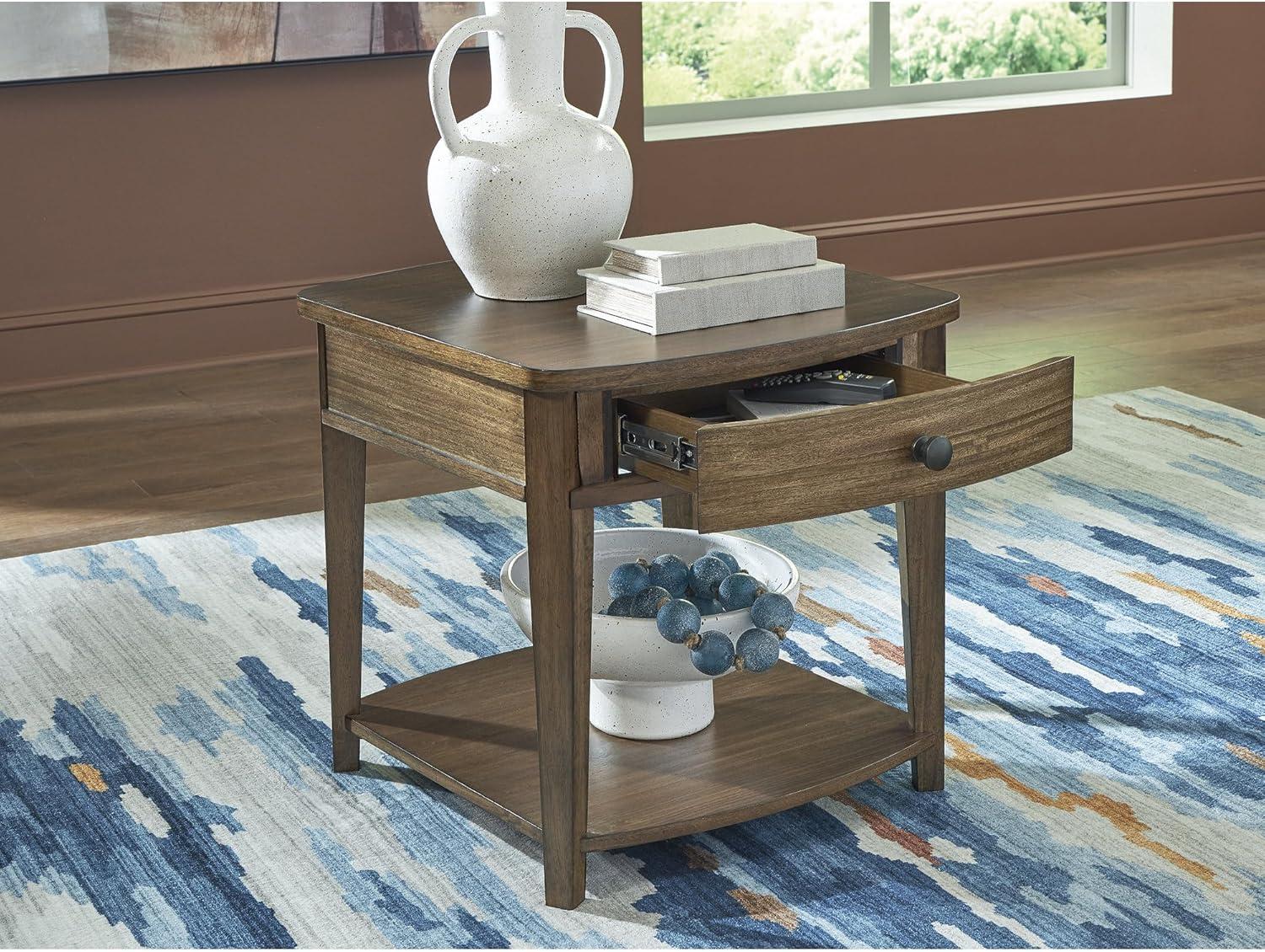 imageSignature Design by Ashley Burkbyer Transitional 1Drawer End Table with Open Shelf Light Brown