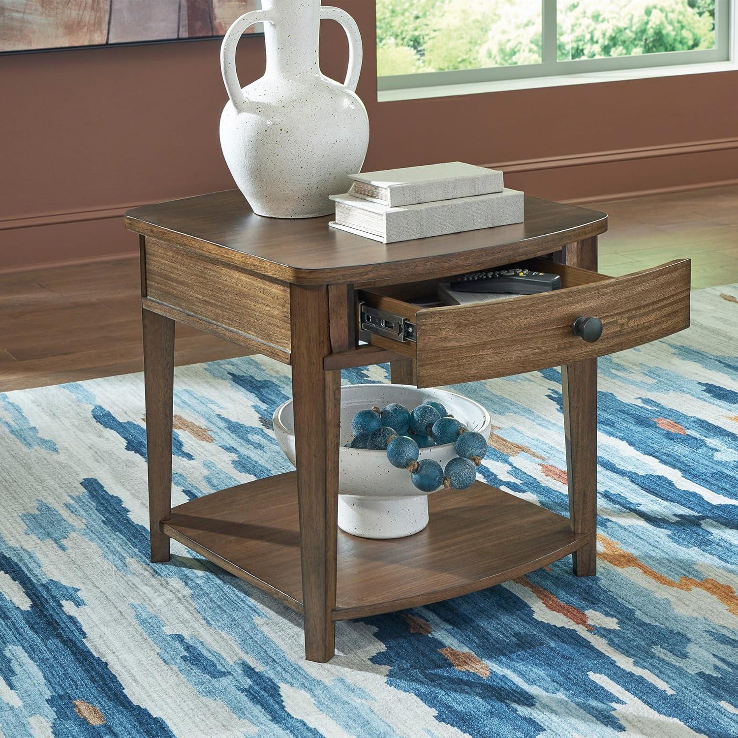 imageSignature Design by Ashley Burkbyer Transitional 1Drawer End Table with Open Shelf Light Brown
