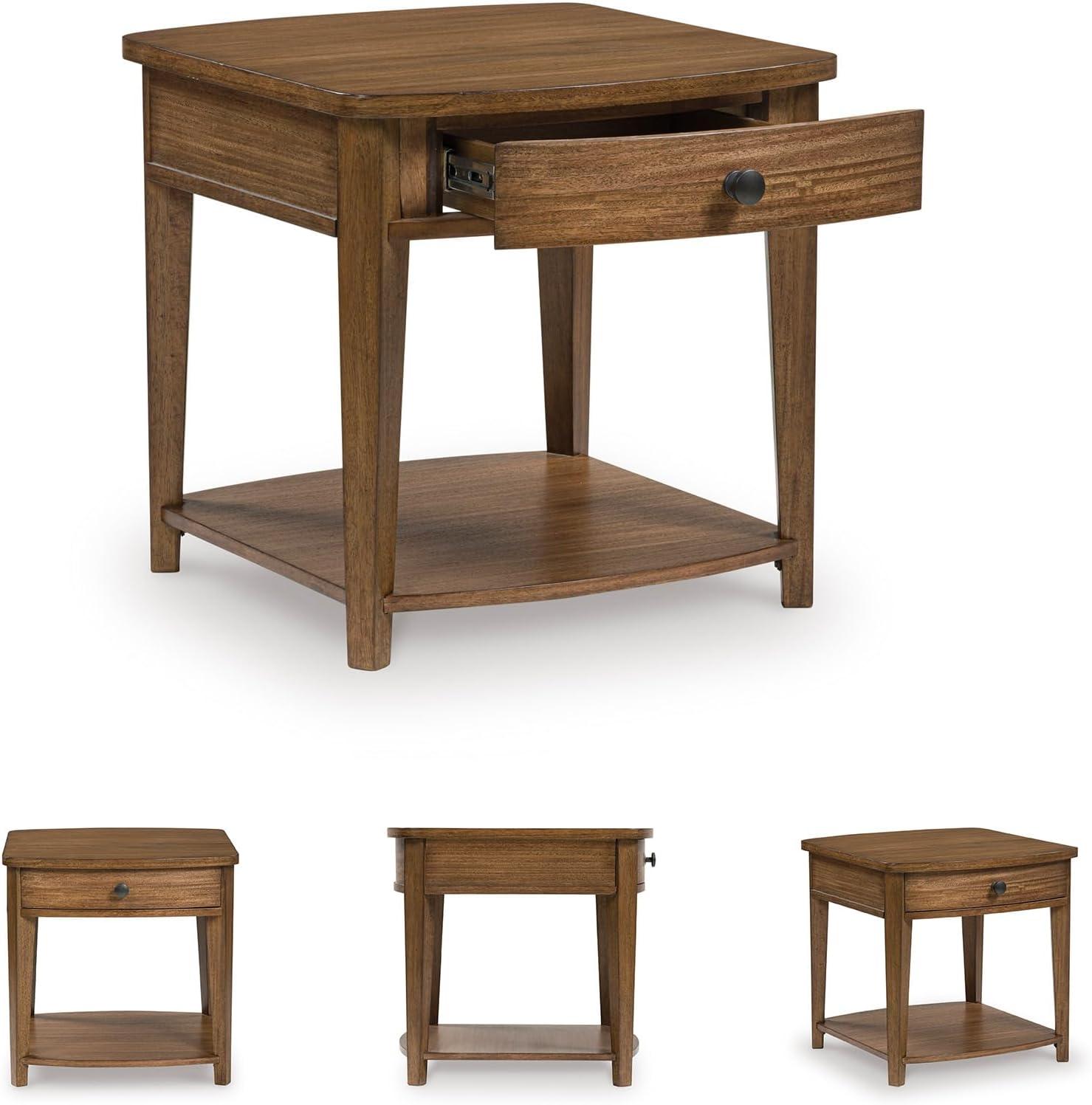 imageSignature Design by Ashley Burkbyer Transitional 1Drawer End Table with Open Shelf Light Brown