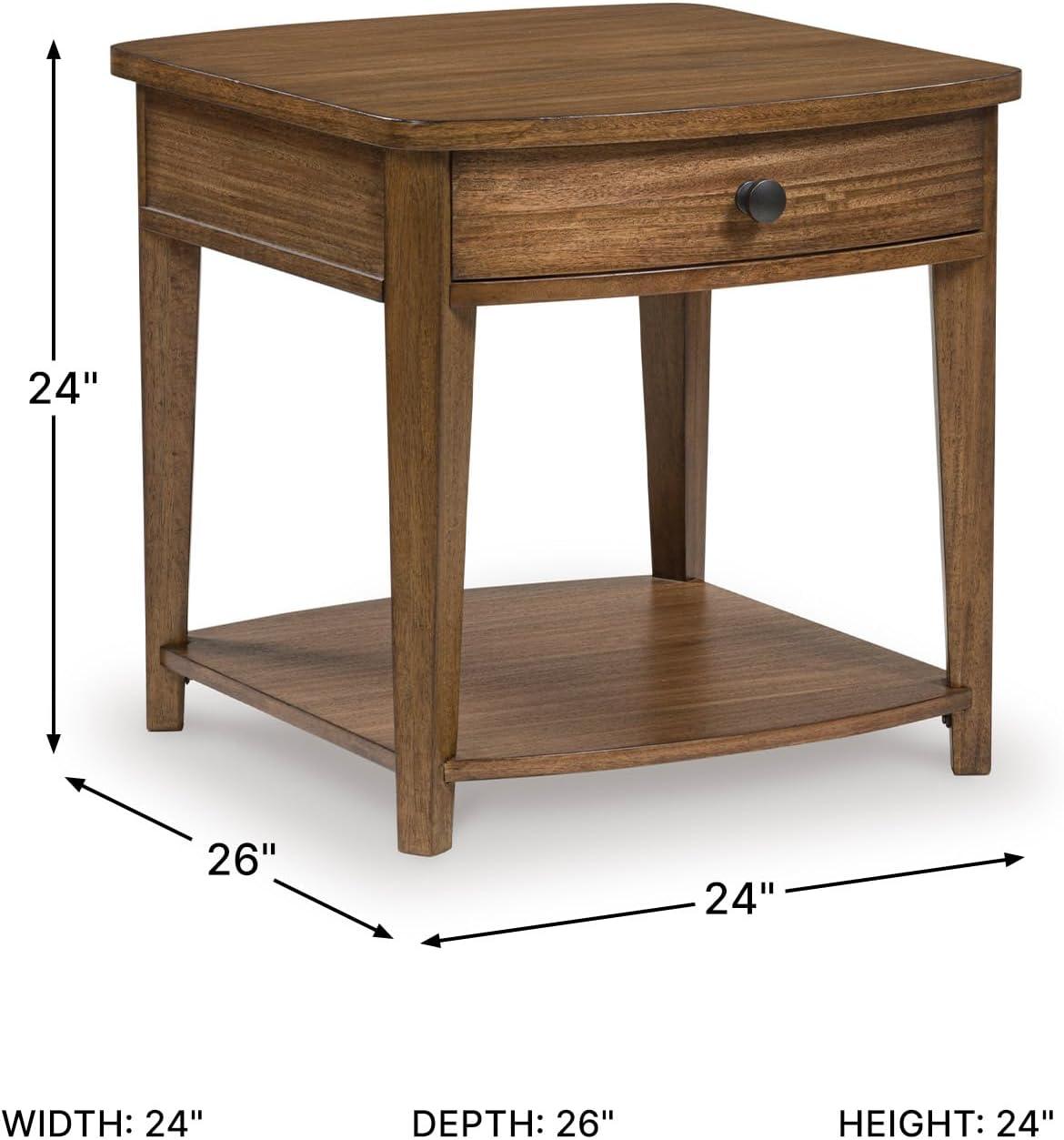 imageSignature Design by Ashley Burkbyer Transitional 1Drawer End Table with Open Shelf Light Brown