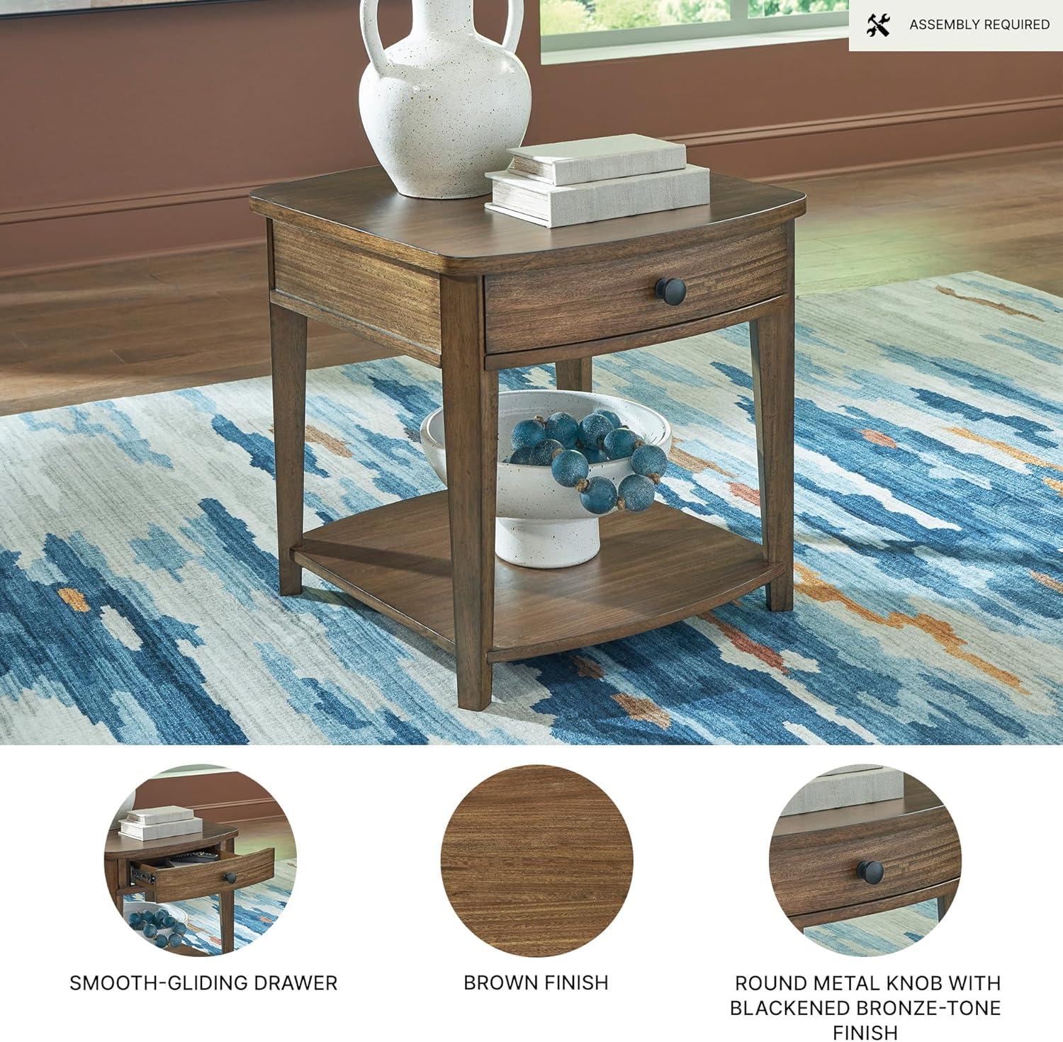 imageSignature Design by Ashley Burkbyer Transitional 1Drawer End Table with Open Shelf Light Brown