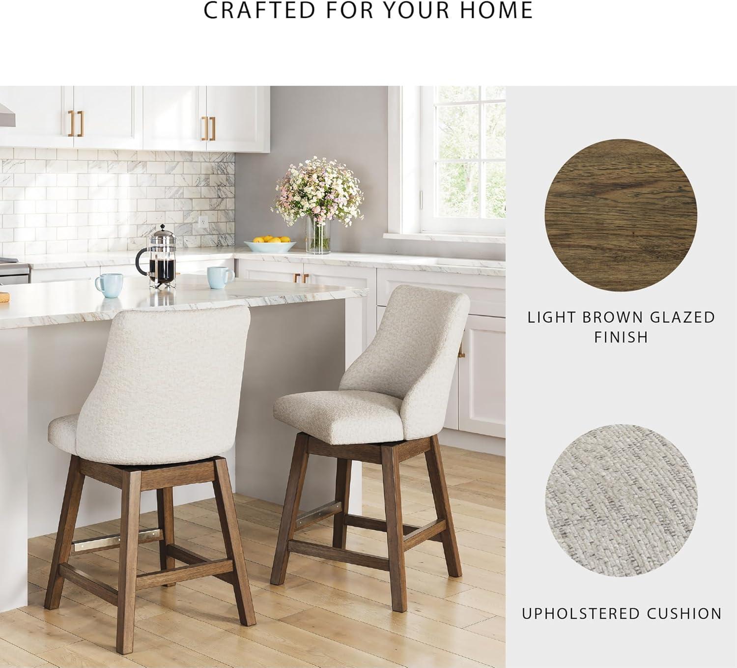 imageSignature Design by Ashley Cabalynn Counter Height Bar Stool Set of 2 Modern Farmhouse Foam Cushion Wood 2025 W x 235 D x 4175 H Light BrownWhite Light Brown