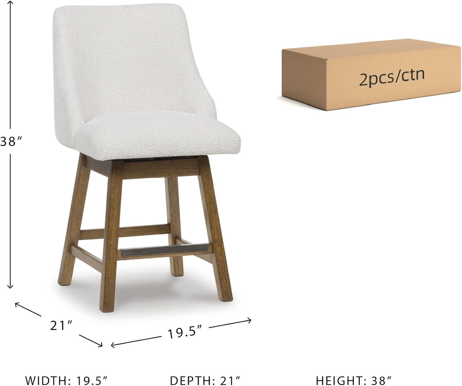 imageSignature Design by Ashley Cabalynn Counter Height Bar Stool Set of 2 Modern Farmhouse Foam Cushion Wood 2025 W x 235 D x 4175 H Light BrownWhite Light Brown