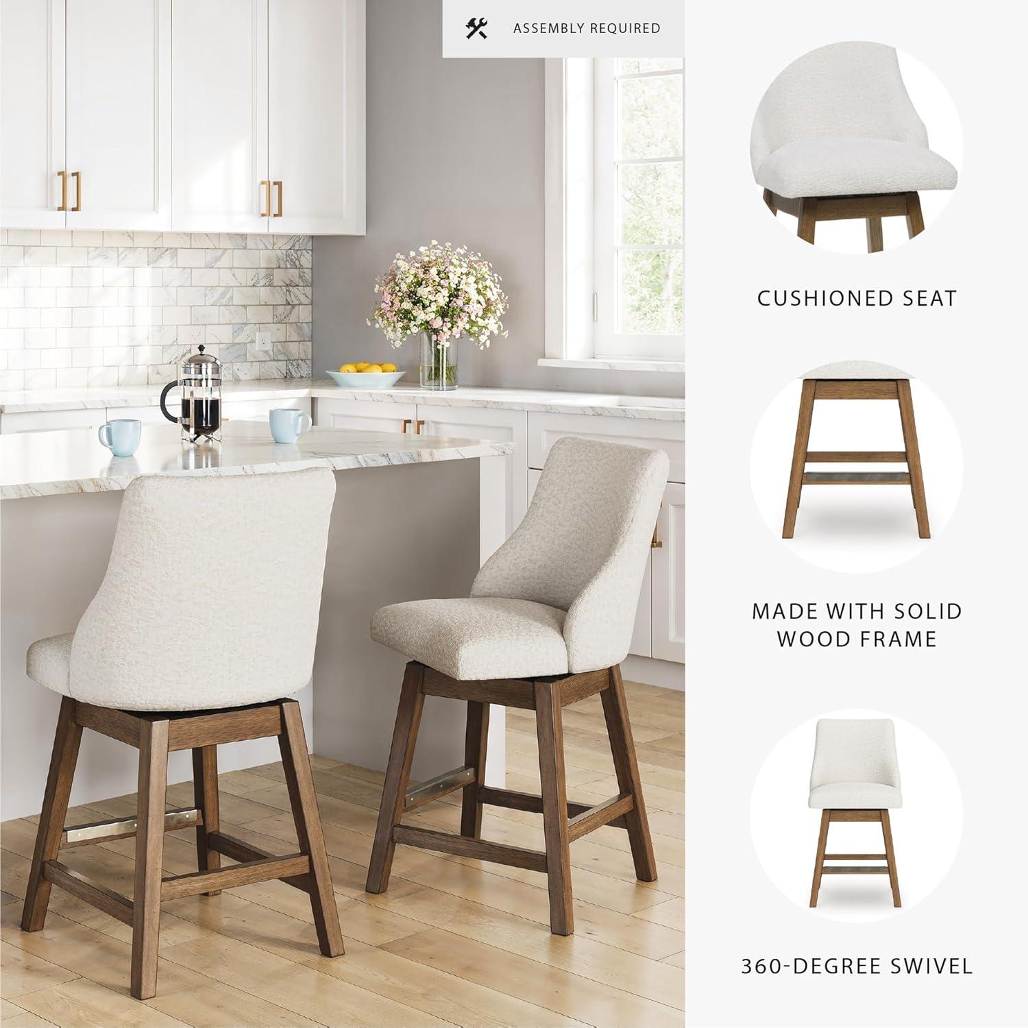 imageSignature Design by Ashley Cabalynn Counter Height Bar Stool Set of 2 Modern Farmhouse Foam Cushion Wood 2025 W x 235 D x 4175 H Light BrownWhite Light Brown