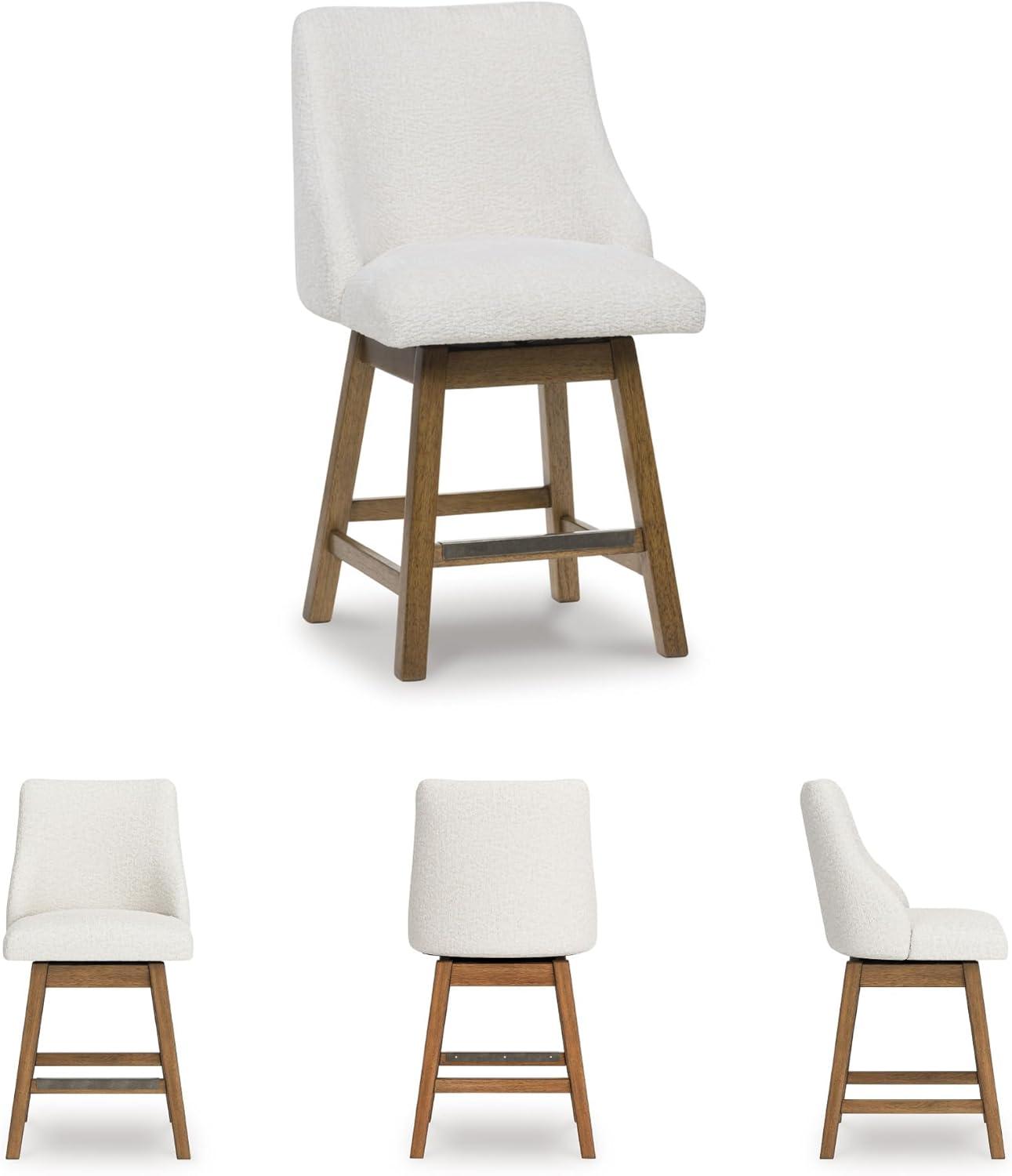 imageSignature Design by Ashley Cabalynn Counter Height Bar Stool Set of 2 Modern Farmhouse Foam Cushion Wood 2025 W x 235 D x 4175 H Light BrownWhite Light Brown