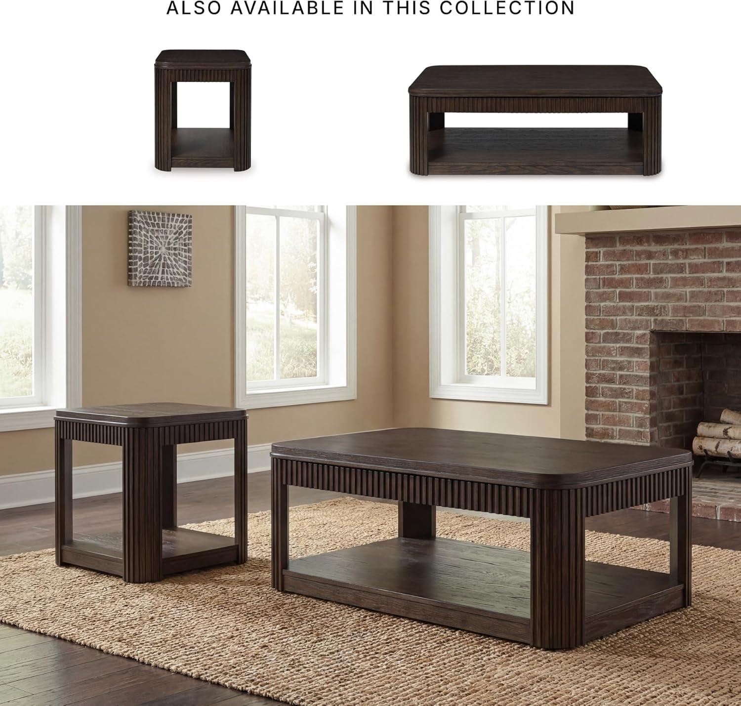 imageSignature Design by Ashley Carlibrie Contemporary End Table with Open Shelf Dark Brown