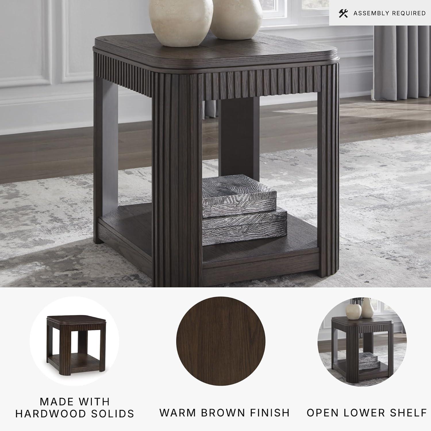 imageSignature Design by Ashley Carlibrie Contemporary End Table with Open Shelf Dark Brown