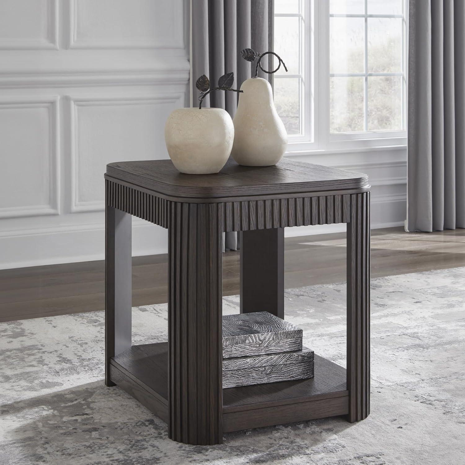 imageSignature Design by Ashley Carlibrie Contemporary End Table with Open Shelf Dark Brown