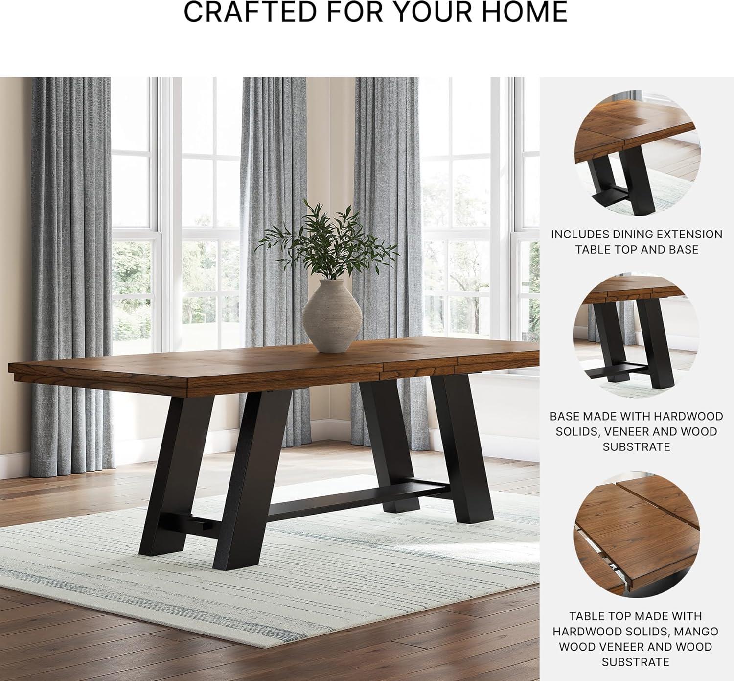 imageSignature Design by Ashley Chadworth Farmhouse Dining Table with Pedestal Base WhiteDining Extension Table