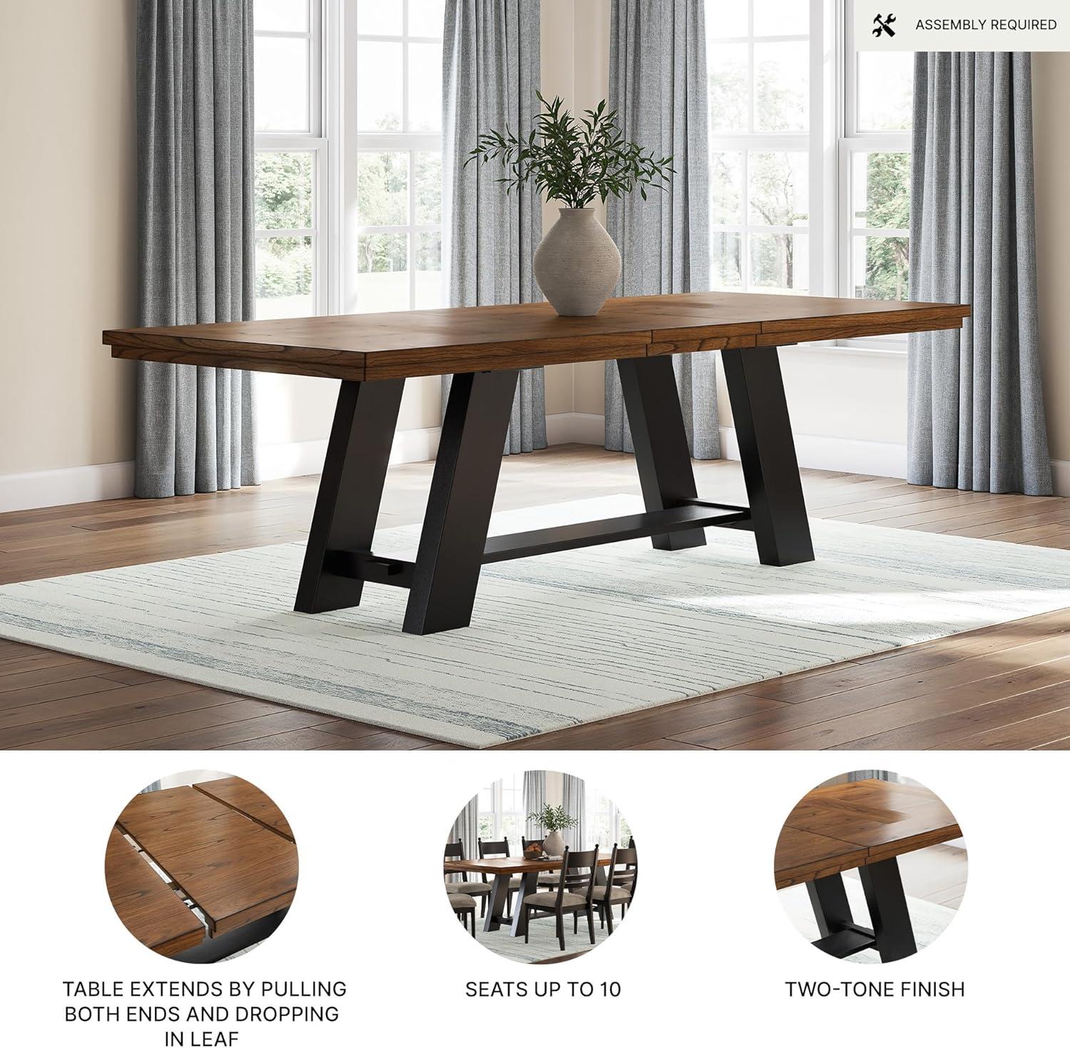 imageSignature Design by Ashley Chadworth Farmhouse Dining Table with Pedestal Base WhiteDining Extension Table