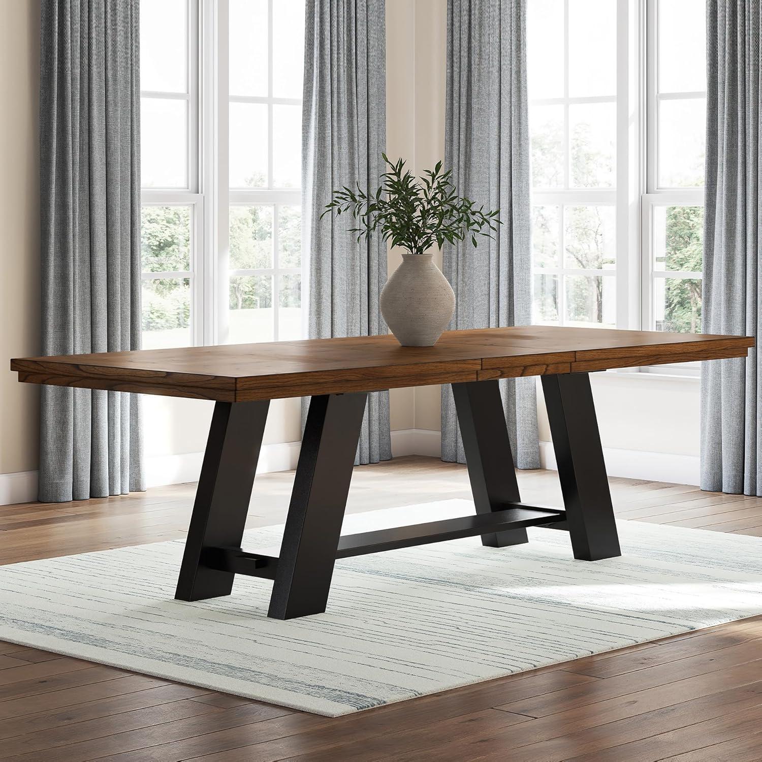 imageSignature Design by Ashley Chadworth Farmhouse Dining Table with Pedestal Base WhiteDining Extension Table