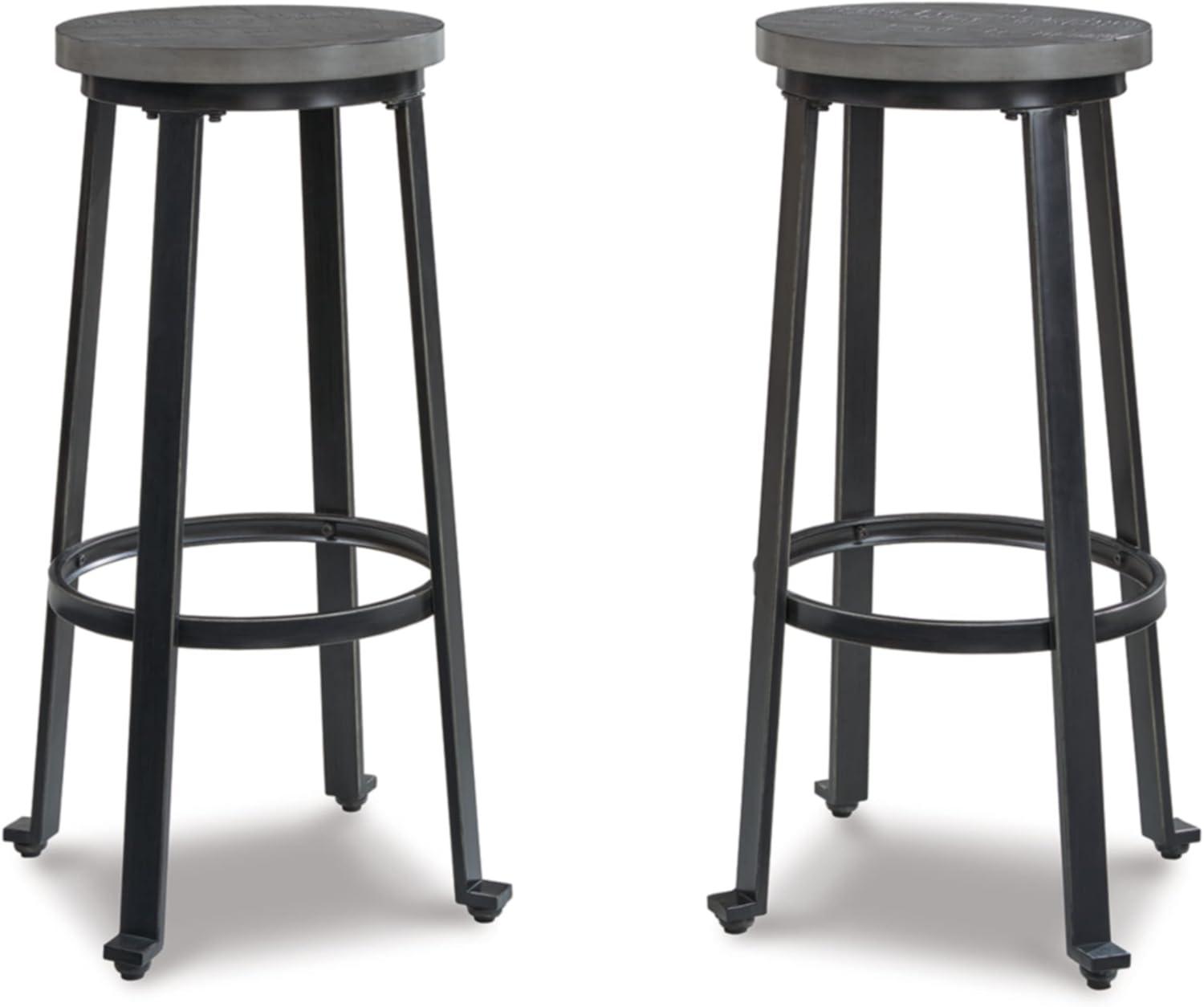 imageSignature Design by Ashley Challiman Industrial 29 Pub Height Barstool 2 Count WhiteAntique Gray