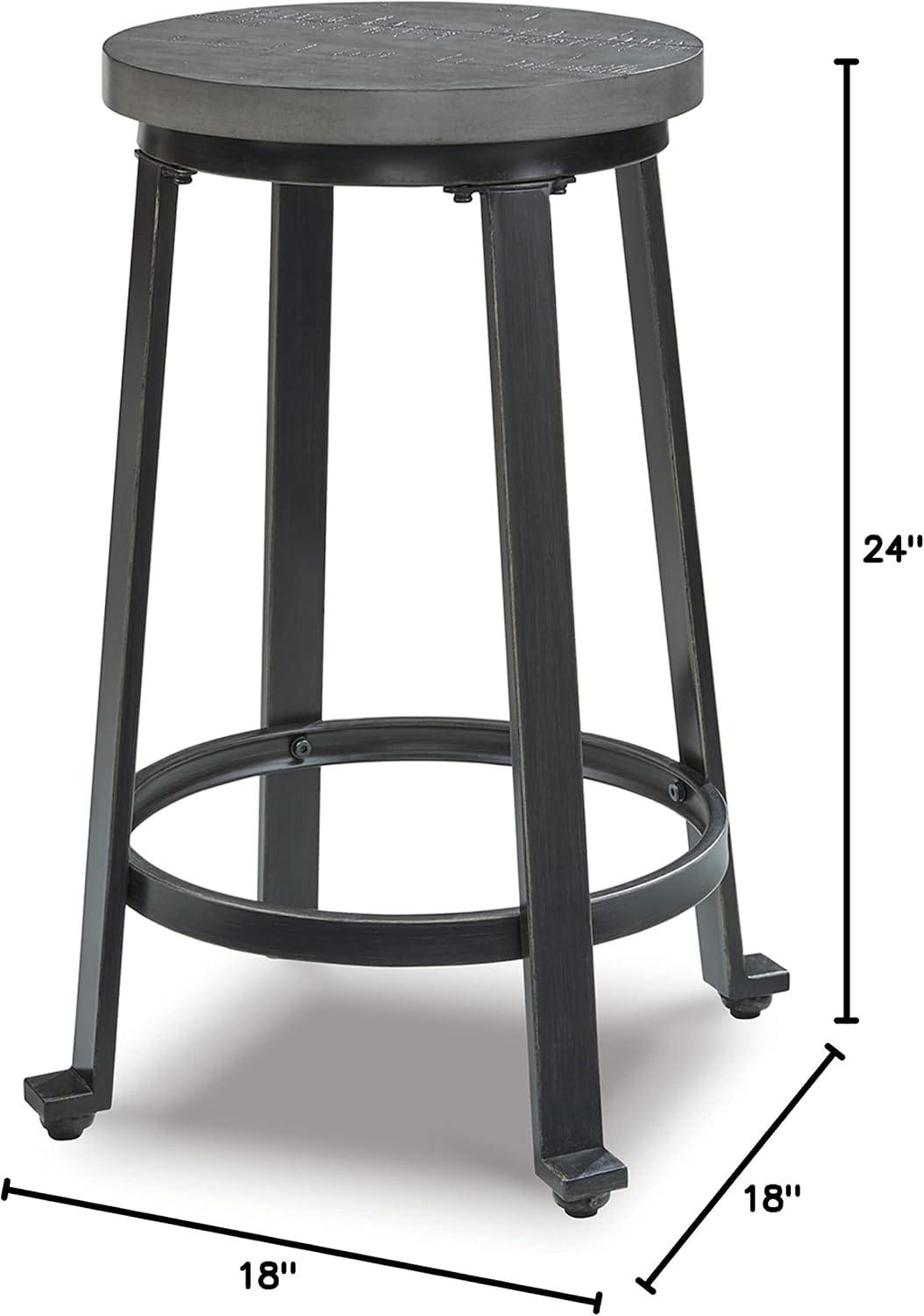 imageSignature Design by Ashley Challiman Industrial 29 Pub Height Barstool 2 Count WhiteAntique Gray