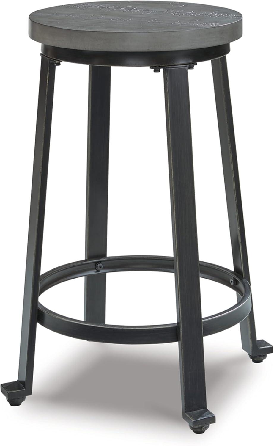 imageSignature Design by Ashley Challiman Industrial 29 Pub Height Barstool 2 Count WhiteAntique Gray
