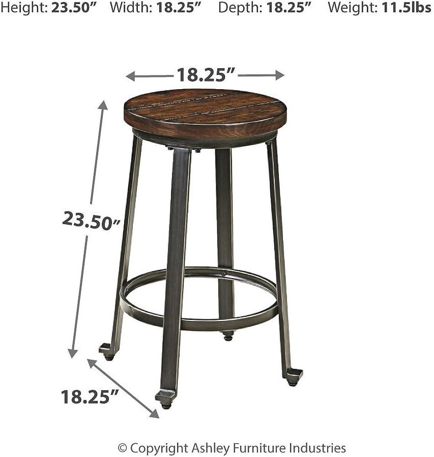 imageSignature Design by Ashley Challiman Industrial 29 Pub Height Barstool 2 Count WhiteRustic Brown