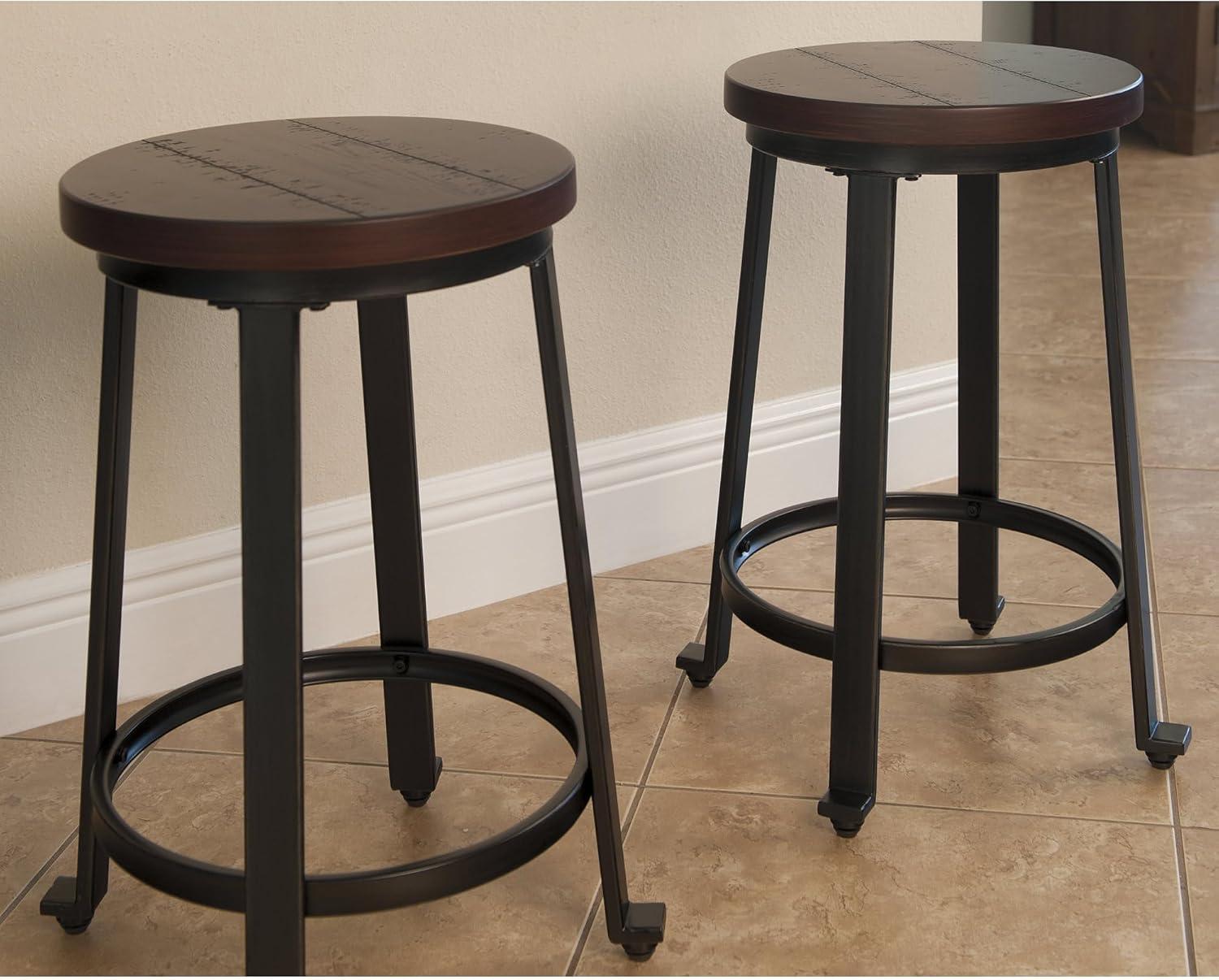 imageSignature Design by Ashley Challiman Industrial 29 Pub Height Barstool 2 Count WhiteRustic Brown