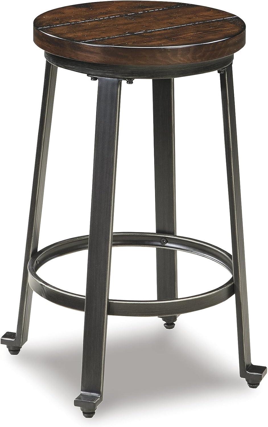 imageSignature Design by Ashley Challiman Industrial 29 Pub Height Barstool 2 Count WhiteRustic Brown