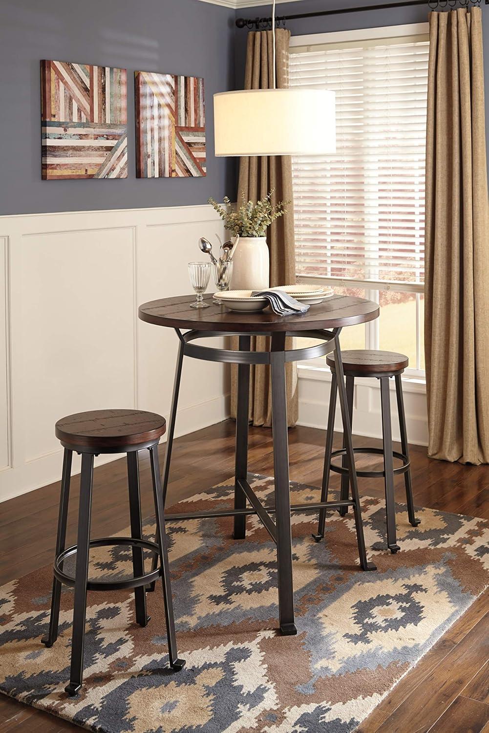imageSignature Design by Ashley Challiman Industrial 29 Pub Height Barstool 2 Count WhiteRustic Brown