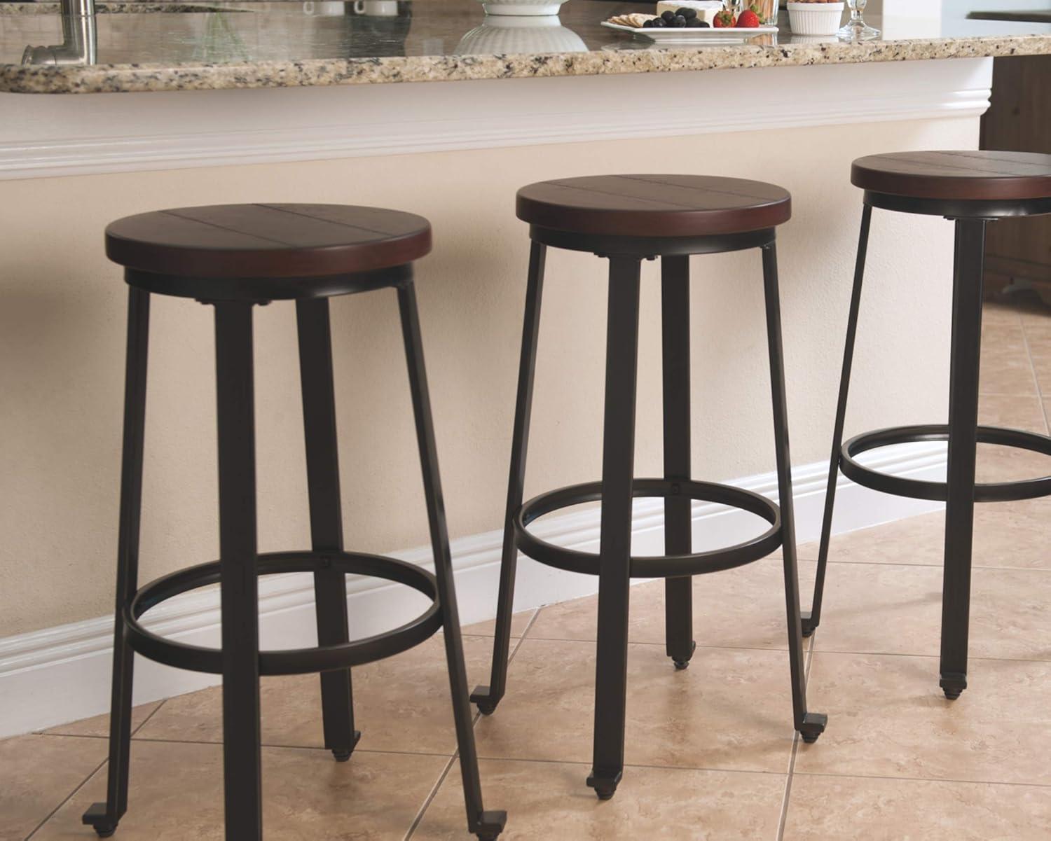 imageSignature Design by Ashley Challiman Industrial 29 Pub Height Barstool 2 Count WhiteRustic Brown