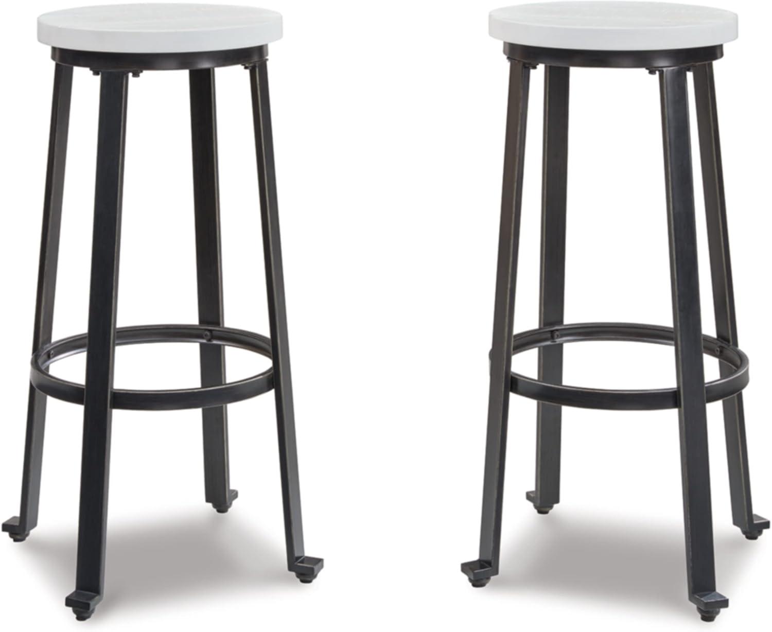 imageSignature Design by Ashley Challiman Industrial 29 Pub Height Barstool 2 Count WhiteVintage White