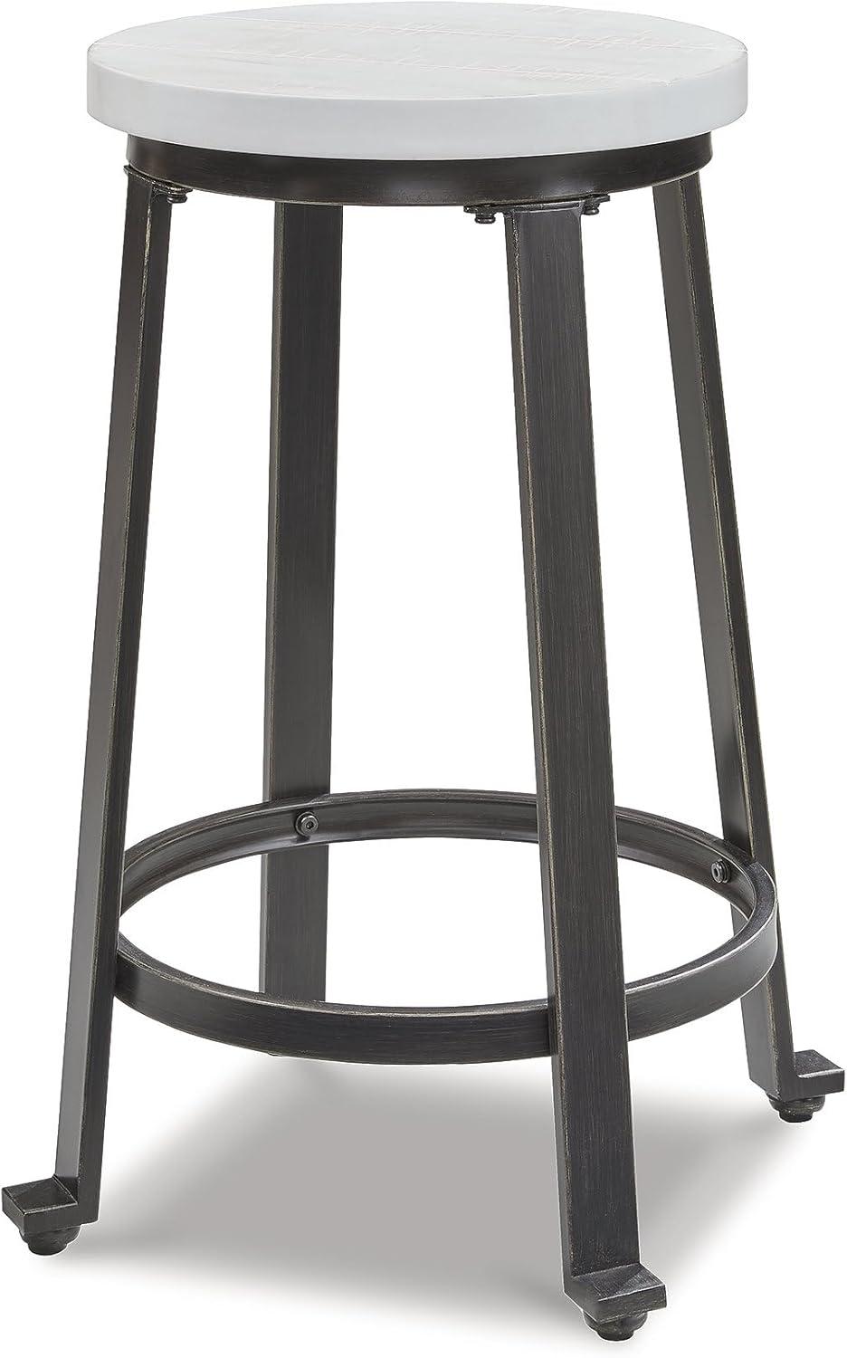 imageSignature Design by Ashley Challiman Industrial 29 Pub Height Barstool 2 Count WhiteVintage White
