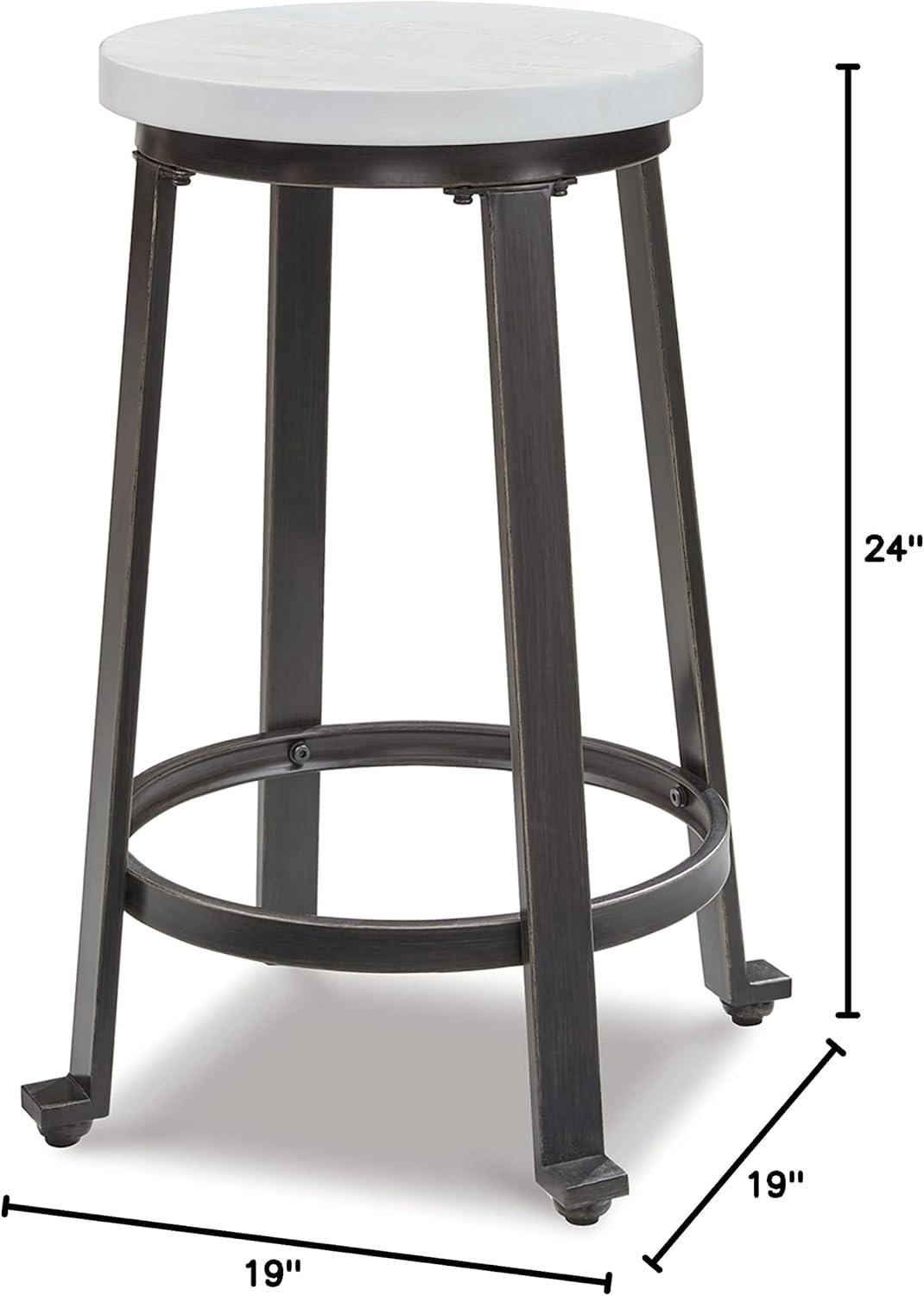 imageSignature Design by Ashley Challiman Industrial 29 Pub Height Barstool 2 Count WhiteVintage White