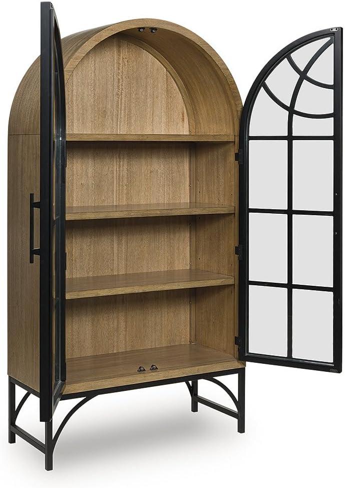 imageSignature Design by Ashley Gwenwich Casual Accent Cabinet with AntiTipping and Adjustable Shelf Light Brown amp Black