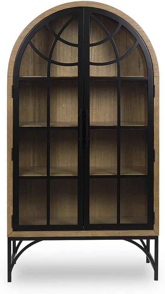 imageSignature Design by Ashley Gwenwich Casual Accent Cabinet with AntiTipping and Adjustable Shelf Light Brown amp Black