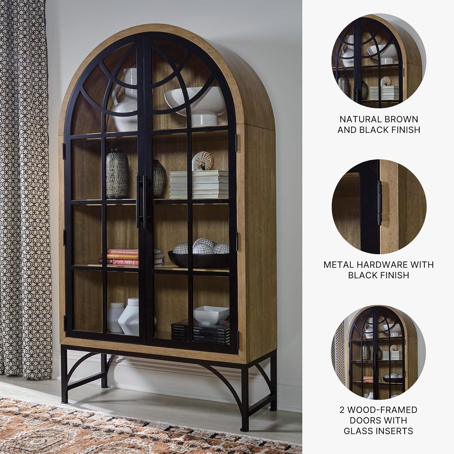 imageSignature Design by Ashley Gwenwich Casual Accent Cabinet with AntiTipping and Adjustable Shelf Light Brown amp Black