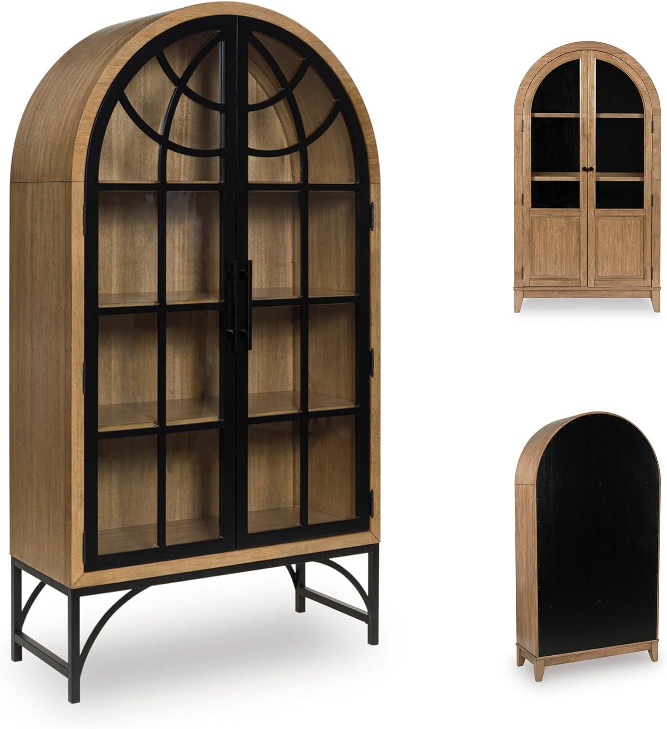 imageSignature Design by Ashley Gwenwich Casual Accent Cabinet with AntiTipping and Adjustable Shelf Light Brown amp Black