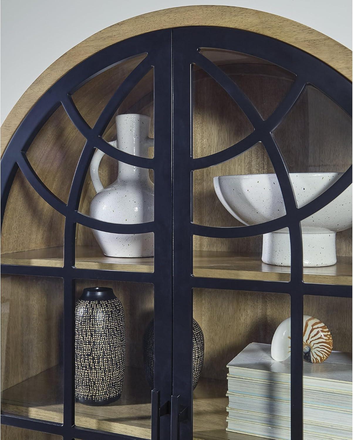 imageSignature Design by Ashley Gwenwich Casual Accent Cabinet with AntiTipping and Adjustable Shelf Light Brown amp Black