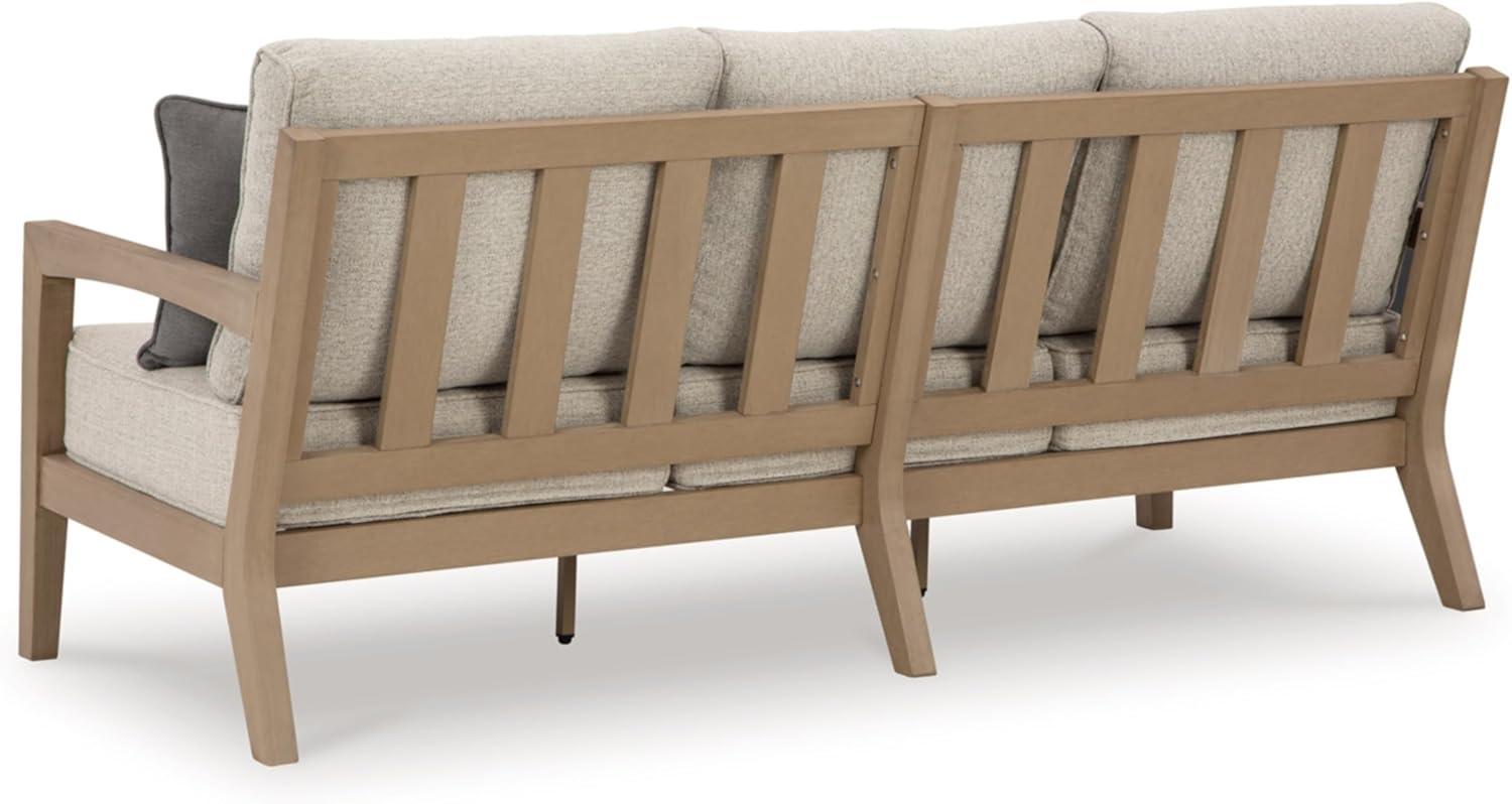 imageSignature Design by Ashley Hallow Creek Casual UV Resistant Resin Outdoor Coffee Table Light BrownBeige