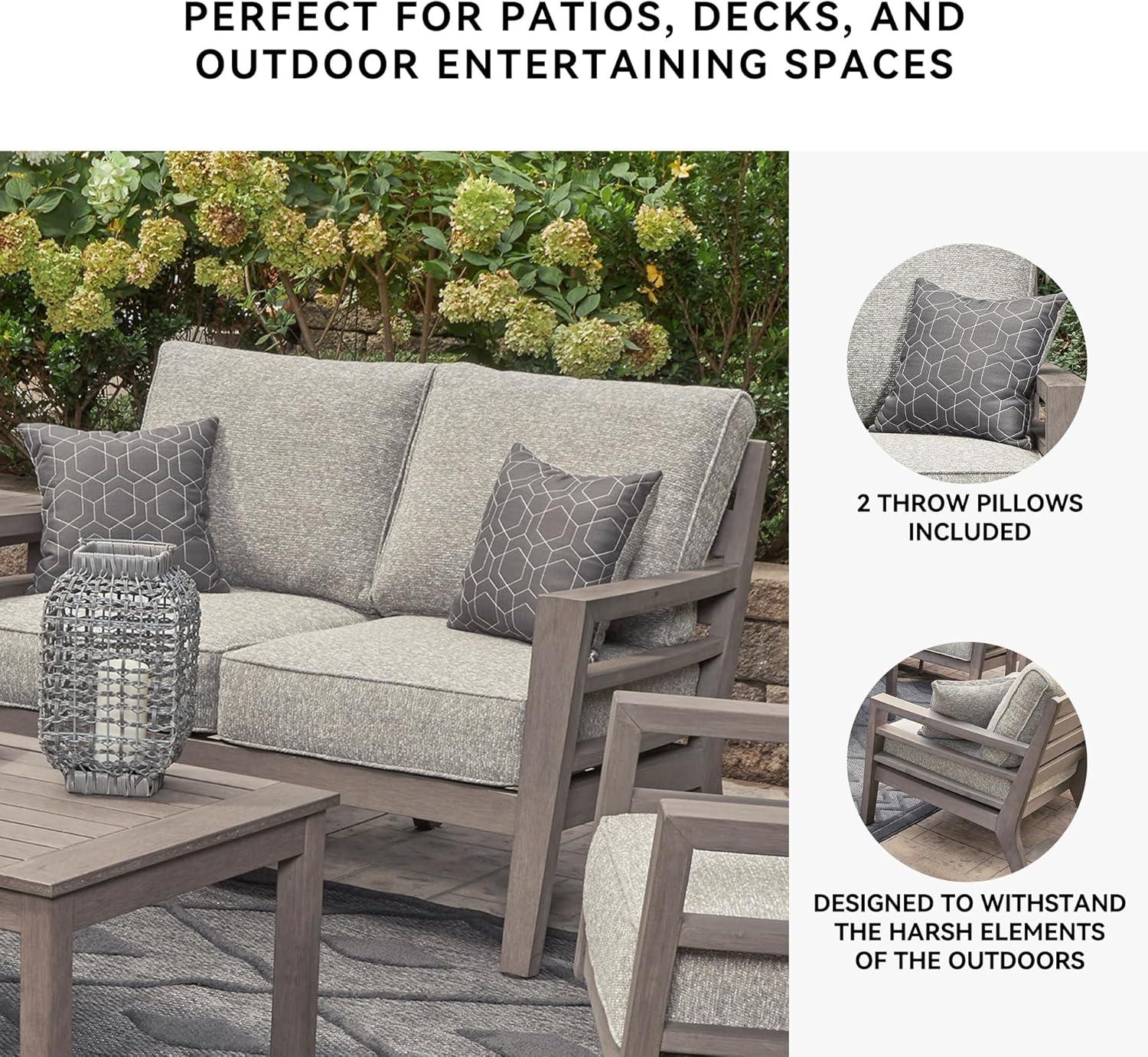 imageSignature Design by Ashley Hallow Creek Casual UV Resistant Resin Outdoor Coffee Table Light BrownDark Brown