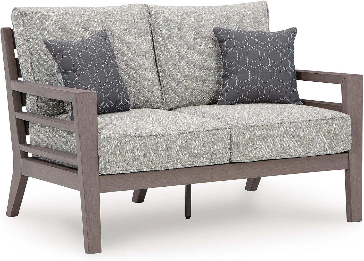 imageSignature Design by Ashley Hallow Creek Casual UV Resistant Resin Outdoor Coffee Table Light BrownDark Brown