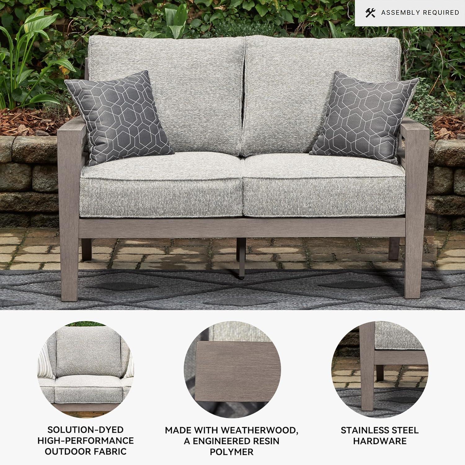 imageSignature Design by Ashley Hallow Creek Casual UV Resistant Resin Outdoor Coffee Table Light BrownDark Brown