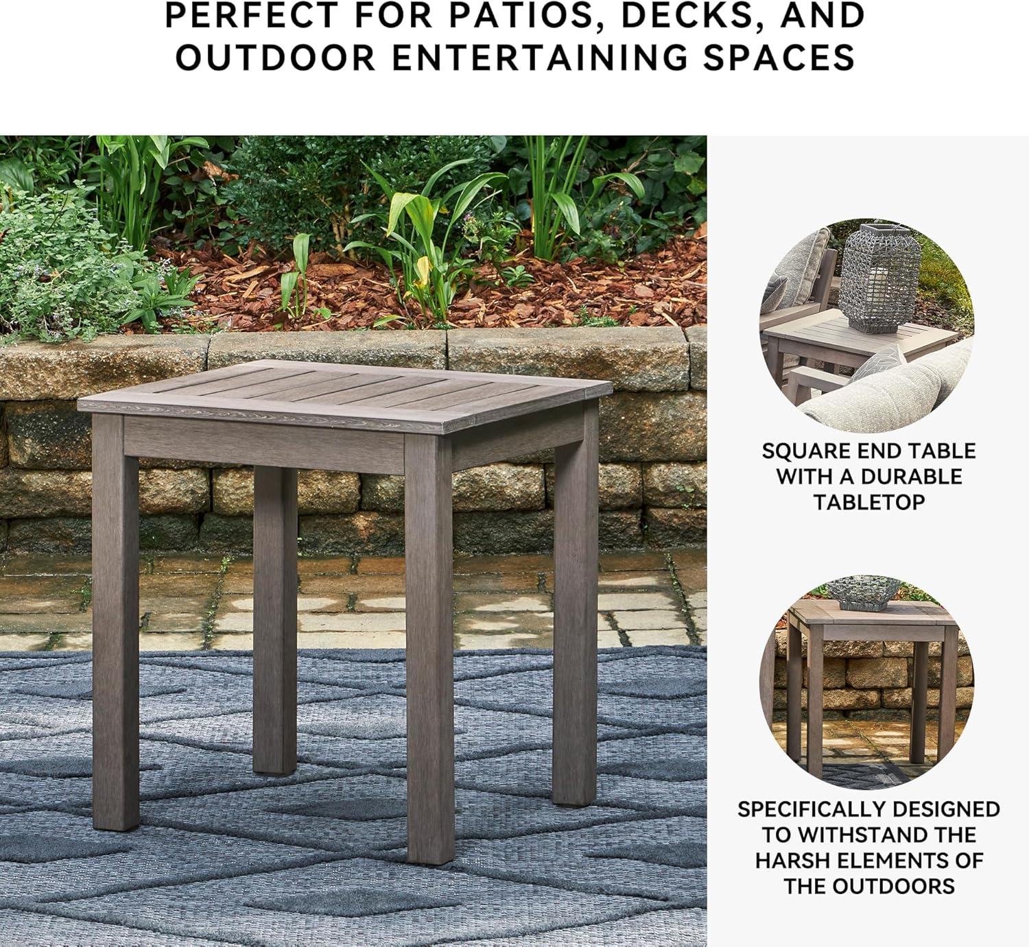 imageSignature Design by Ashley Hallow Creek Casual UV Resistant Resin Outdoor Coffee Table Light BrownDark Brown