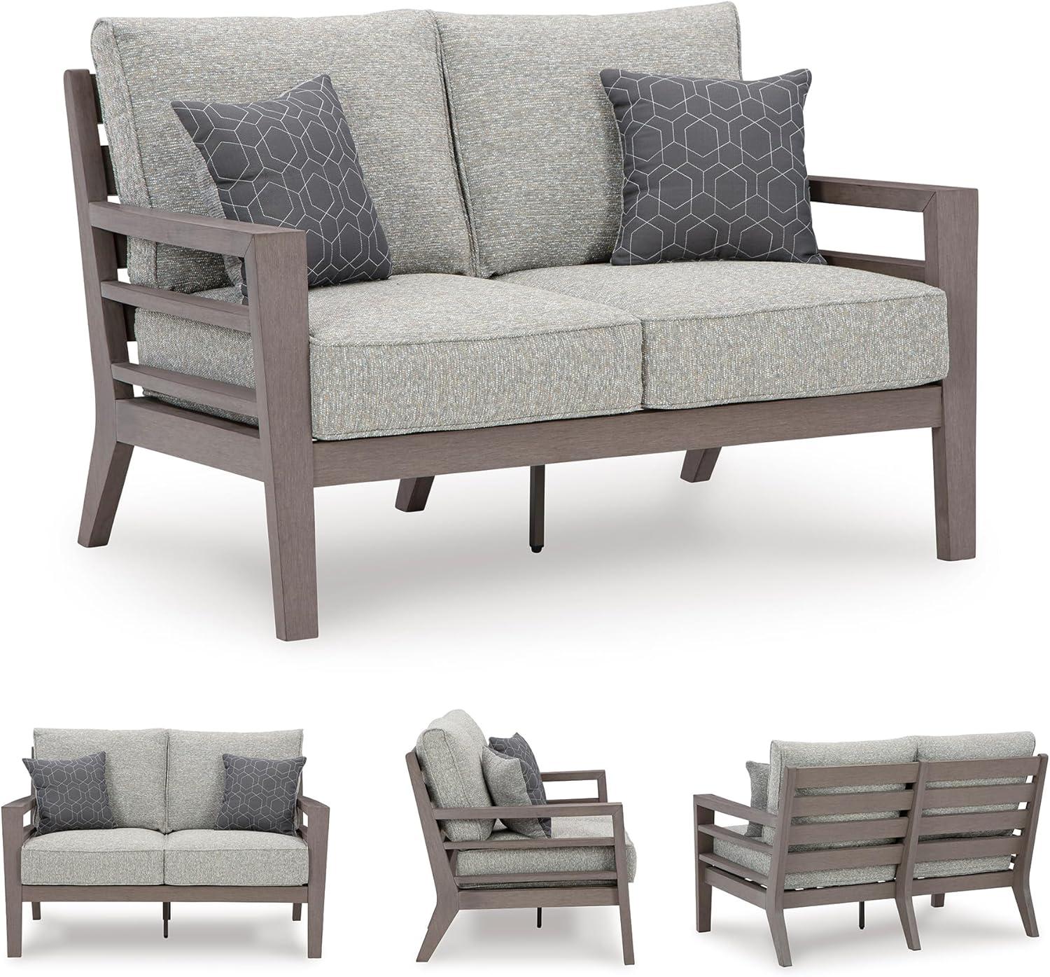 imageSignature Design by Ashley Hallow Creek Casual UV Resistant Resin Outdoor Coffee Table Light BrownDark Brown