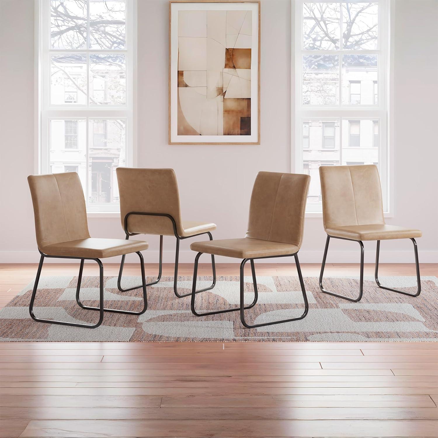 imageSignature Design by Ashley Kendamor MidCentury Modern Upholstered Dining Chair with Solid Wood Frame and Bucket Design Set of 2 Dark BrownLight Brown