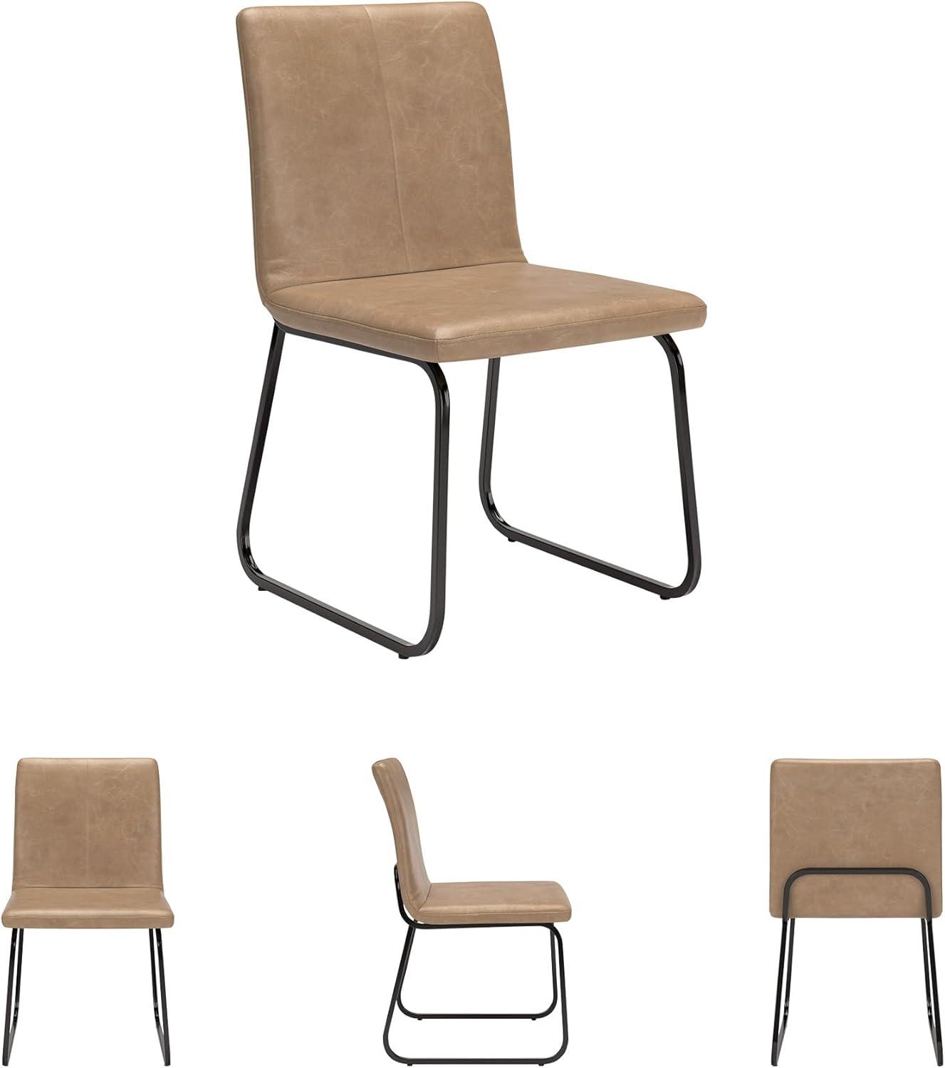 imageSignature Design by Ashley Kendamor MidCentury Modern Upholstered Dining Chair with Solid Wood Frame and Bucket Design Set of 2 Dark BrownLight Brown