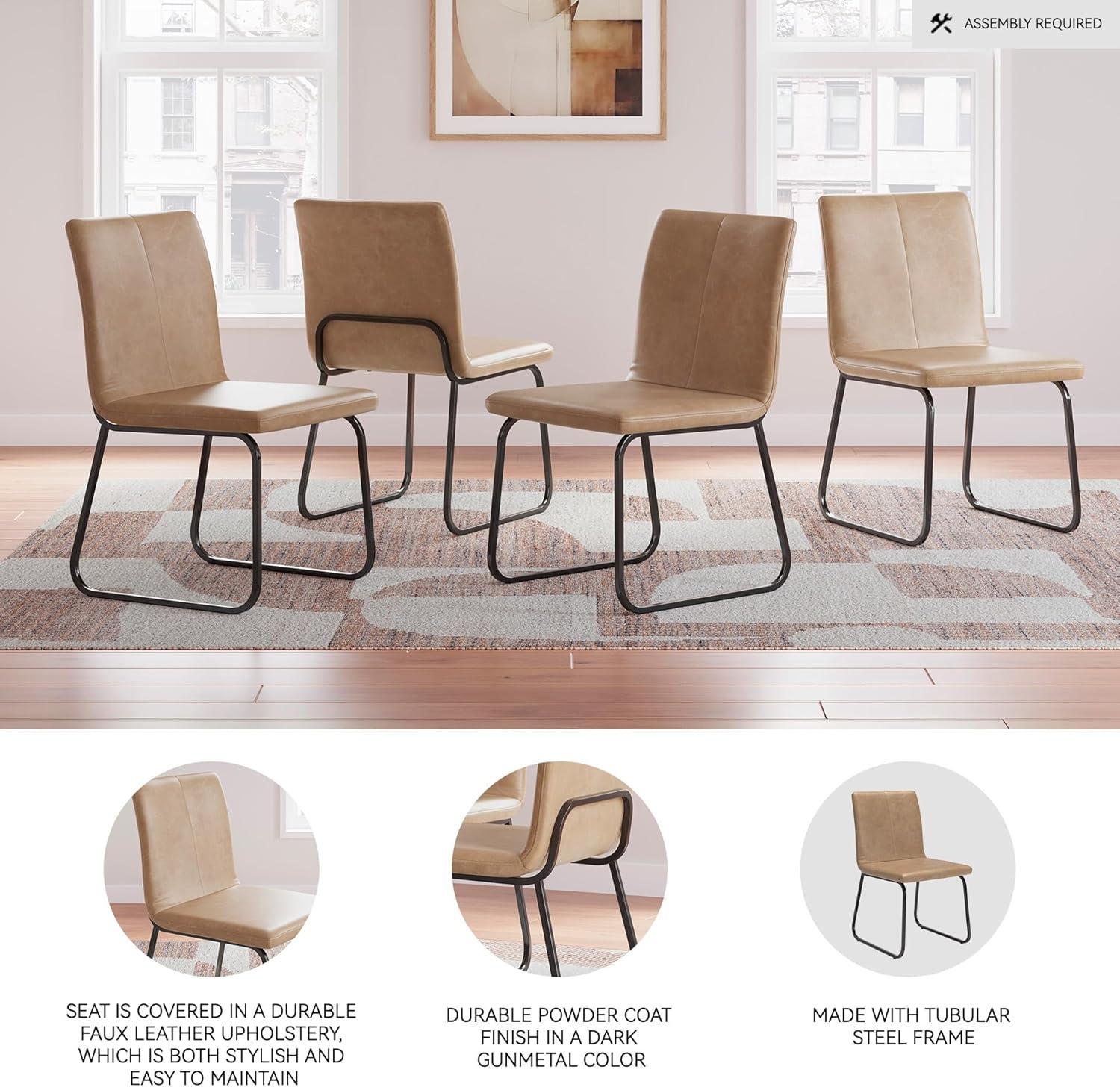 imageSignature Design by Ashley Kendamor MidCentury Modern Upholstered Dining Chair with Solid Wood Frame and Bucket Design Set of 2 Dark BrownLight Brown