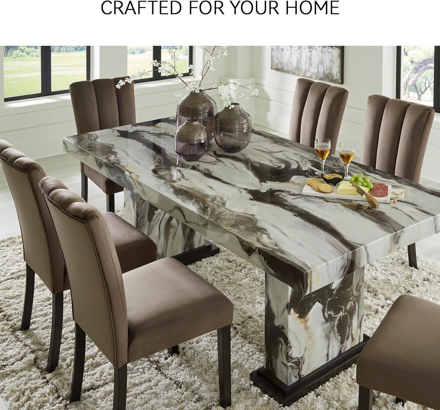 imageSignature Design by Ashley Kendamor MidCentury Modern Upholstered Dining Chair with Solid Wood Frame and Bucket Design Set of 2 Dark BrownMocha