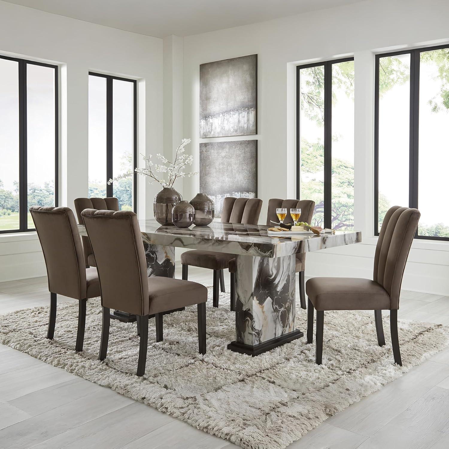 imageSignature Design by Ashley Kendamor MidCentury Modern Upholstered Dining Chair with Solid Wood Frame and Bucket Design Set of 2 Dark BrownMocha