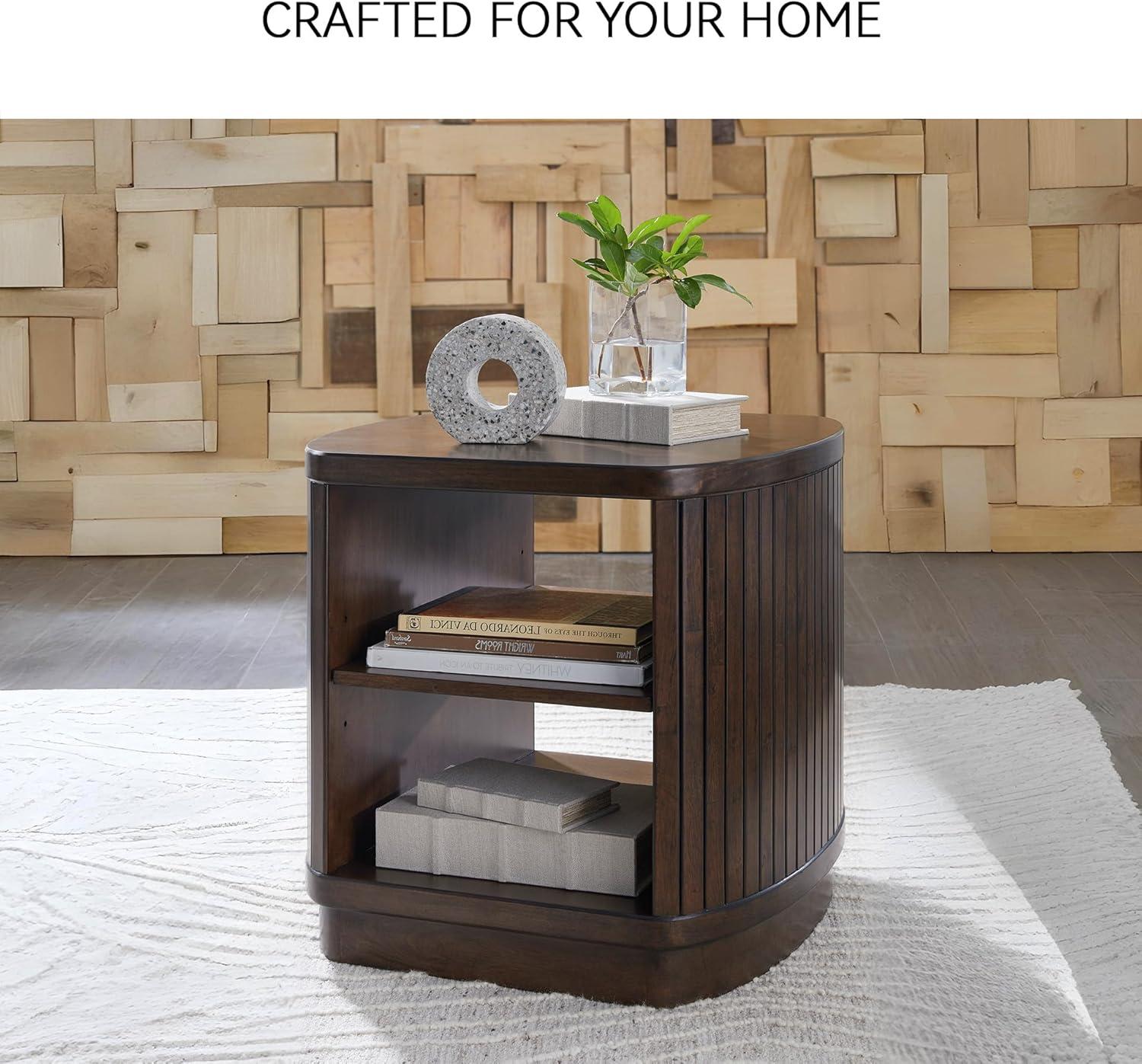 imageSignature Design by Ashley Korestone Contemporary End Table with Adjustable Shelf Dark Brown