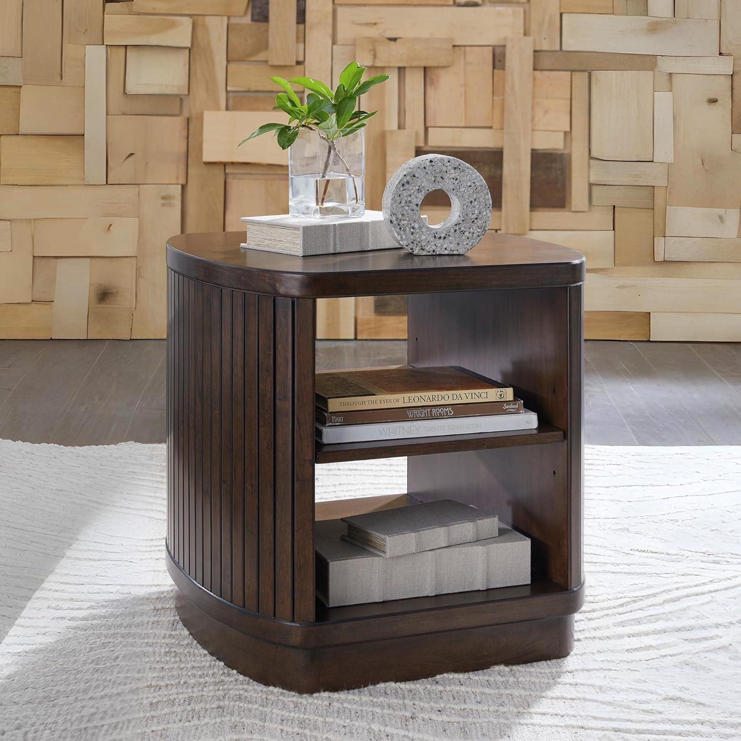 imageSignature Design by Ashley Korestone Contemporary End Table with Adjustable Shelf Dark Brown