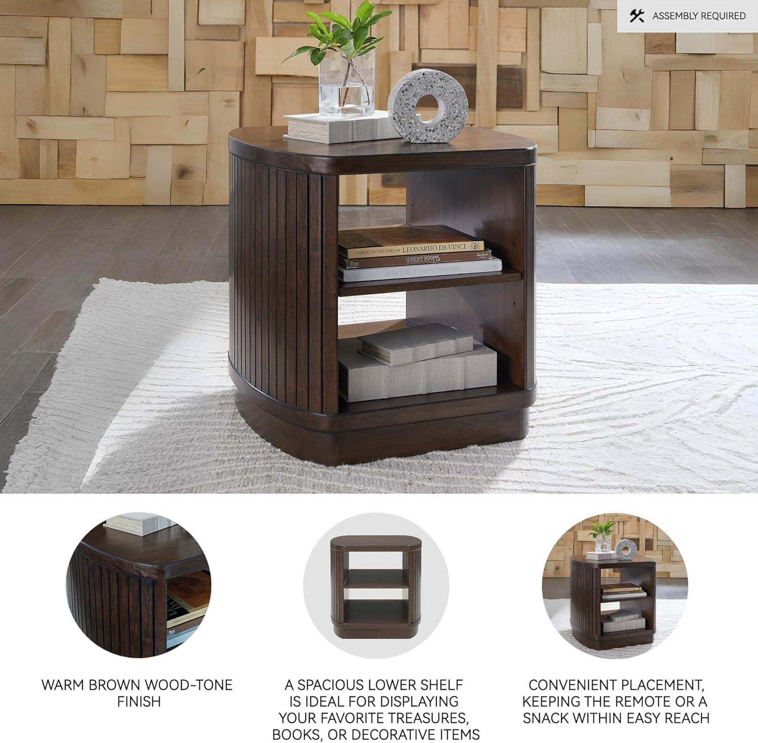 imageSignature Design by Ashley Korestone Contemporary End Table with Adjustable Shelf Dark Brown