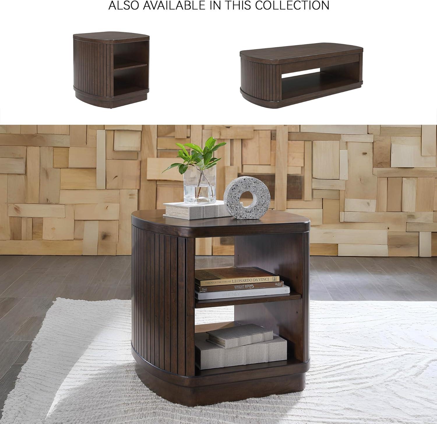 imageSignature Design by Ashley Korestone Contemporary End Table with Adjustable Shelf Dark Brown