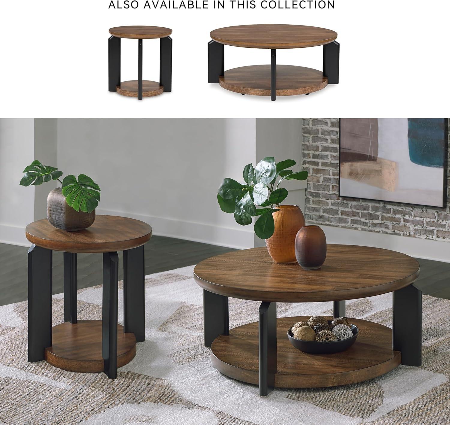 imageSignature Design by Ashley Kraeburn Casual Coffee Table with Lower Open Shelf and Casters Light Brown amp Black